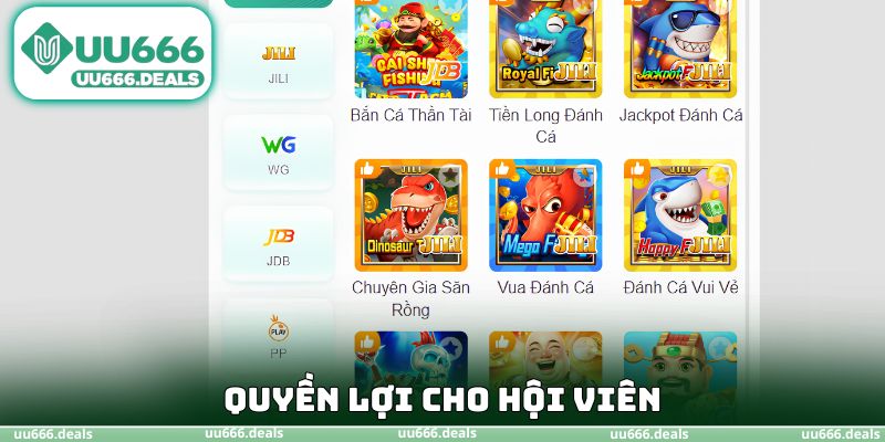 Quyền lợi cho hội viên