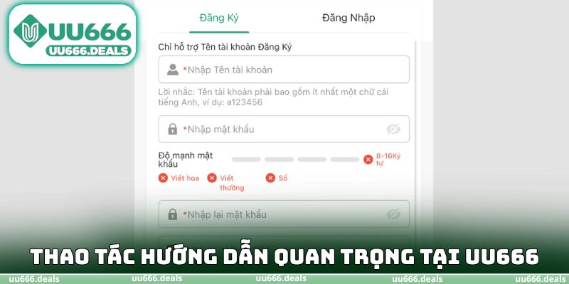 Thao tác hướng dẫn quan trọng tại UU666