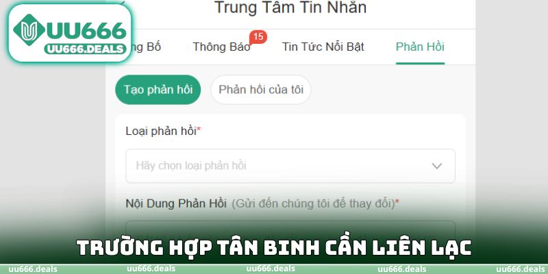 Trường hợp tân binh cần liên lạc