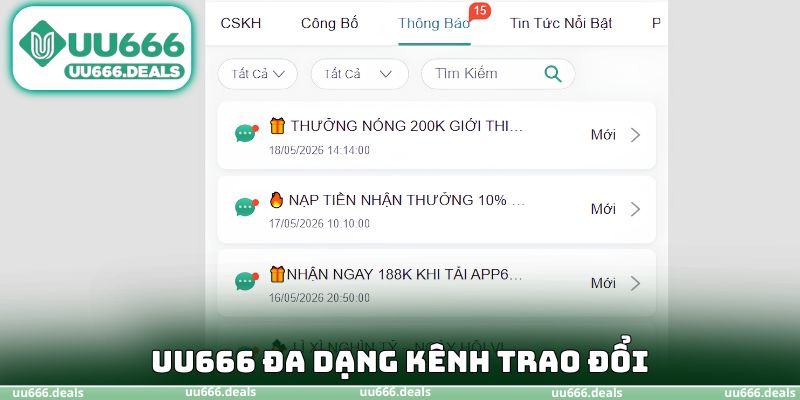 UU666 đa dạng kênh trao đổi